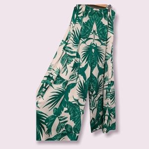 Tropical Leaf Palazzo Pants